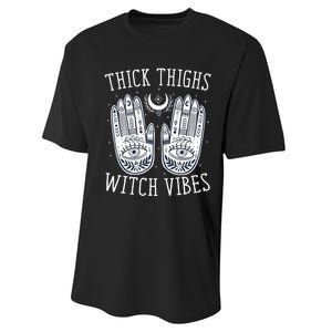 Thick Thighs Witch Vibes Halloween Performance Sprint T-Shirt