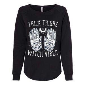 Thick Thighs Witch Vibes Halloween Womens California Wash Sweatshirt