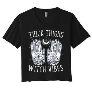 Thick Thighs Witch Vibes Halloween Women's Crop Top Tee