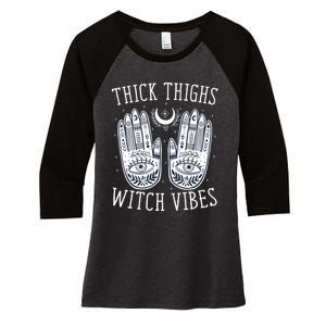 Thick Thighs Witch Vibes Halloween Women's Tri-Blend 3/4-Sleeve Raglan Shirt