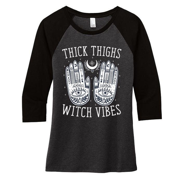 Thick Thighs Witch Vibes Halloween Women's Tri-Blend 3/4-Sleeve Raglan Shirt