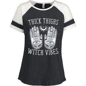 Thick Thighs Witch Vibes Halloween Enza Ladies Jersey Colorblock Tee