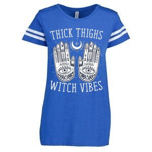 Thick Thighs Witch Vibes Halloween Enza Ladies Jersey Football T-Shirt