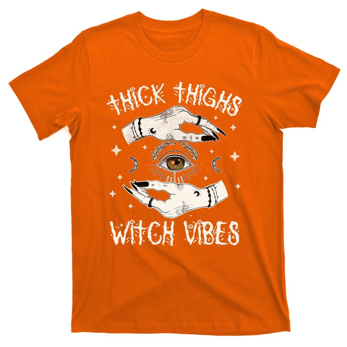 Thick Thighs Witch Vibes Halloween Moon Witches Tattoo T-Shirt