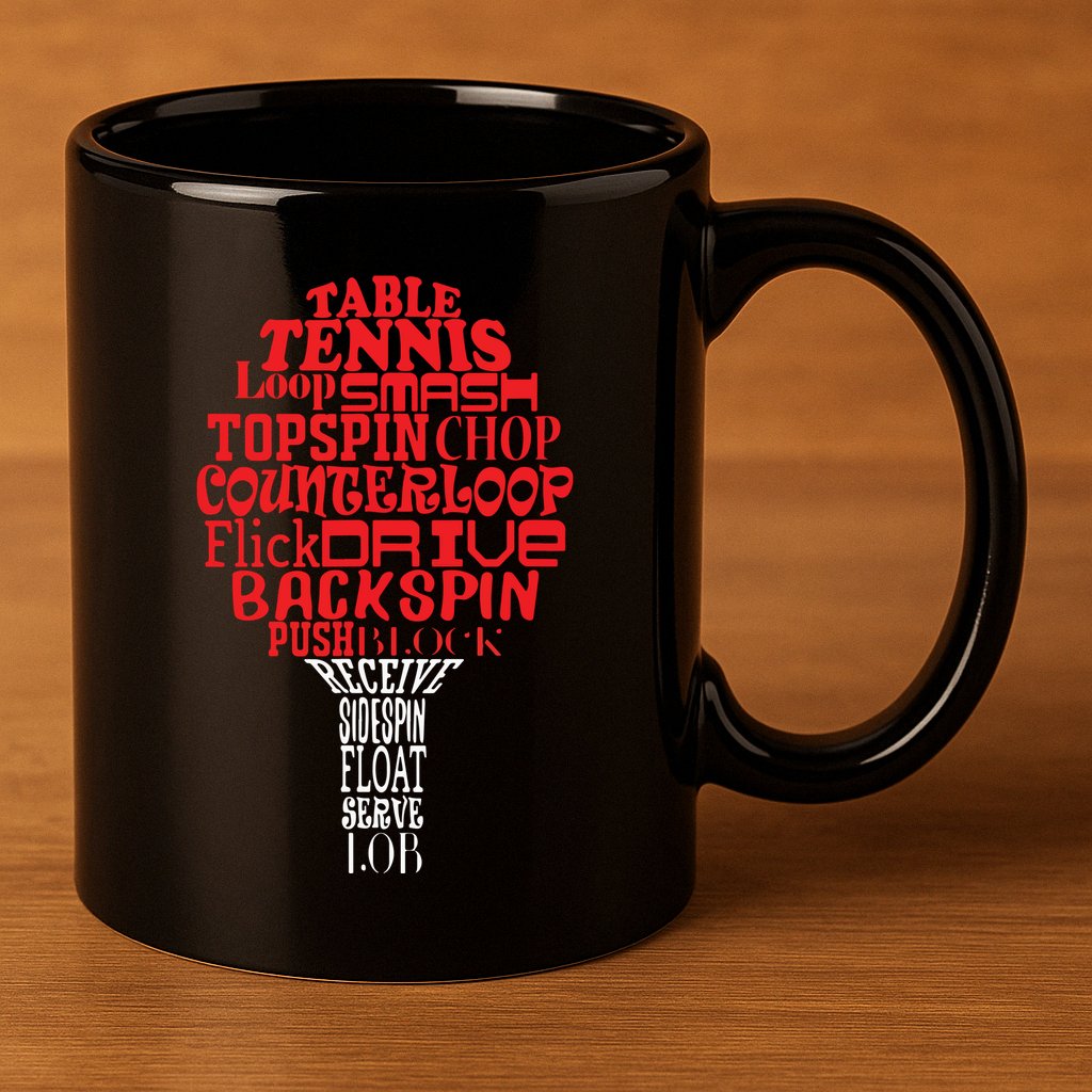 Table Tennis Word Cloud 11oz C Handle Ceramic Mug