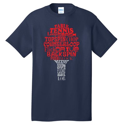 Table Tennis Word Cloud Tall T-Shirt