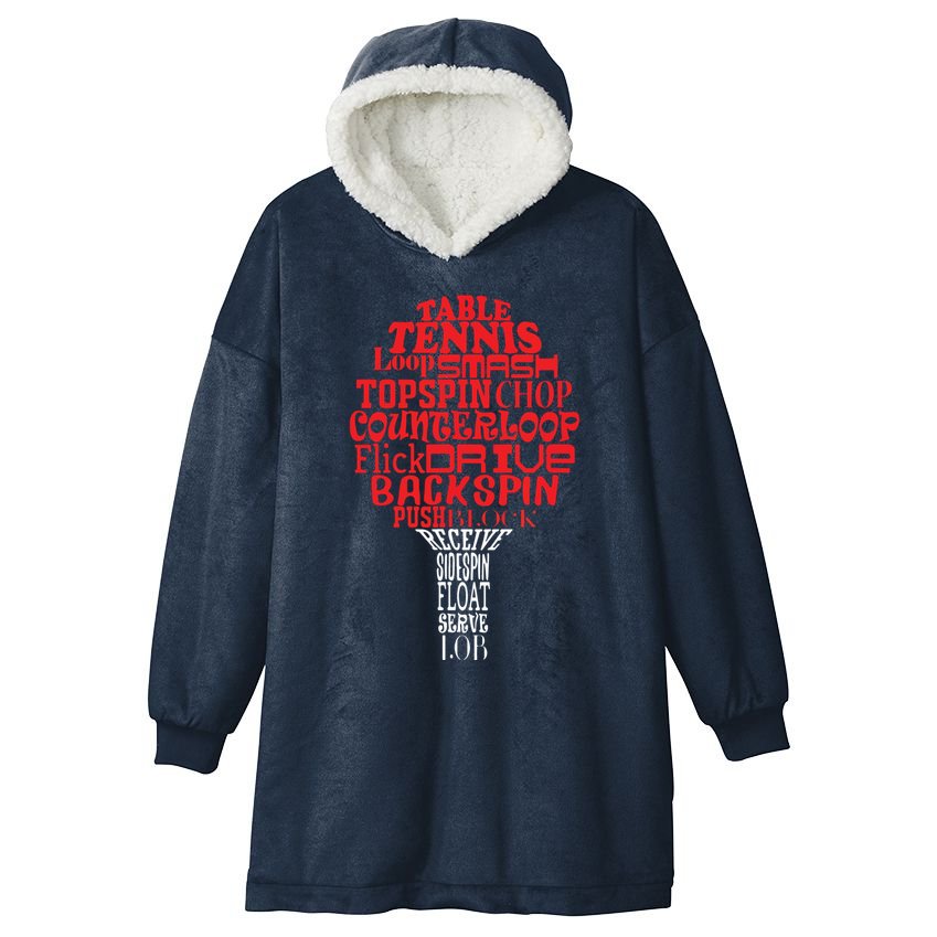 Table Tennis Word Cloud Hooded Wearable Blanket