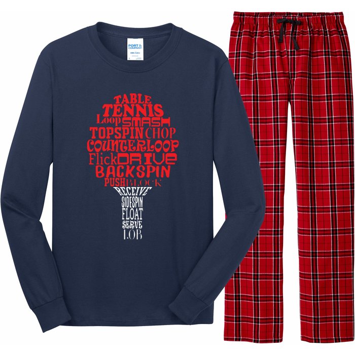 Table Tennis Word Cloud Long Sleeve Pajama Set