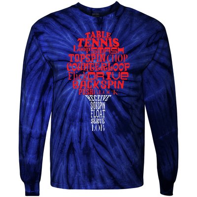 Table Tennis Word Cloud Tie-Dye Long Sleeve Shirt