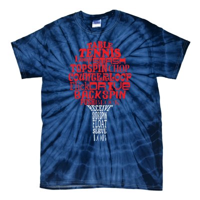 Table Tennis Word Cloud Tie-Dye T-Shirt