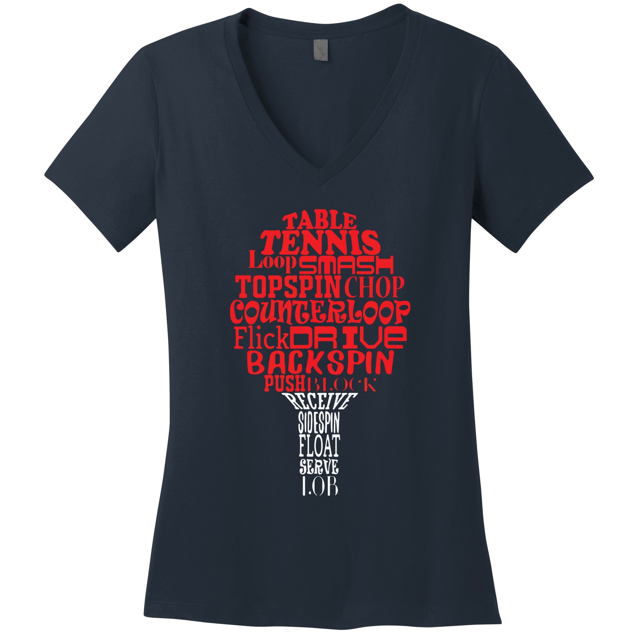 Table Tennis Word Cloud Women's V-Neck T-Shirt