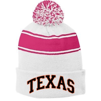 Texas Texas Women Throwback Design Classic Stripe Pom Pom Beanie