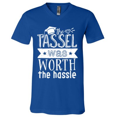 The Tassel Was Worth The Hassle Funny Graduation Day Vintage Funny Gift V-Neck T-Shirt