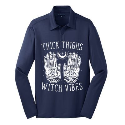 Thick Thighs Witch Vibes Silk Touch Performance Long Sleeve Polo