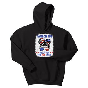 Tampon Tim Will Stop The Red Wave Women For Harris Walz Kids Hoodie