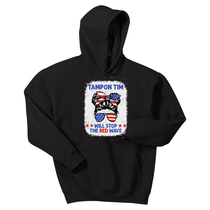 Tampon Tim Will Stop The Red Wave Women For Harris Walz Kids Hoodie