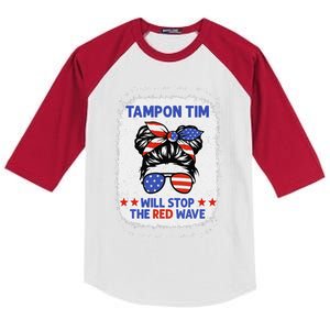 Tampon Tim Will Stop The Red Wave Women For Harris Walz Kids Colorblock Raglan Jersey