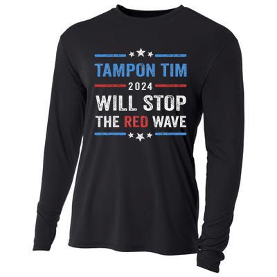 Tampon Tim Will Stop The Red Wave Vote Harris Walz 2024 Cooling Performance Long Sleeve Crew