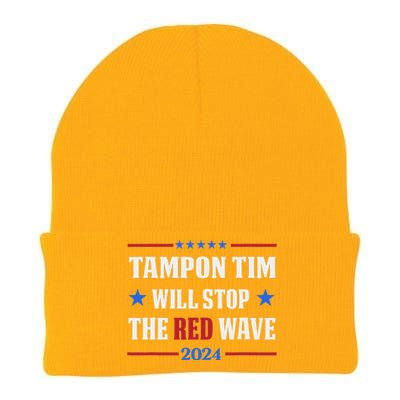 Tampon Tim Will Stop The Wave Funny Political Harris Walz Knit Cap Winter Beanie