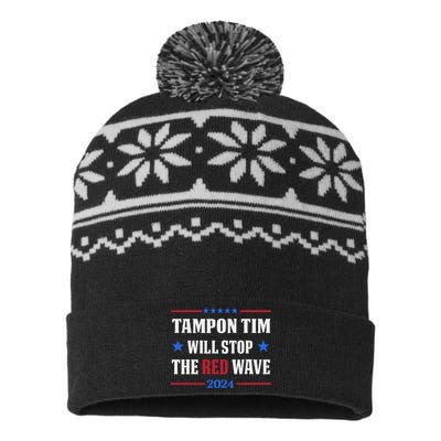 Tampon Tim Will Stop The Wave Funny Political Harris Walz USA-Made Snowflake Beanie