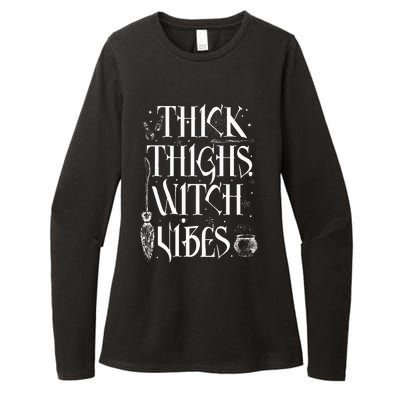 Thick Thighs Witch Vibes Funny Halloween Womens CVC Long Sleeve Shirt