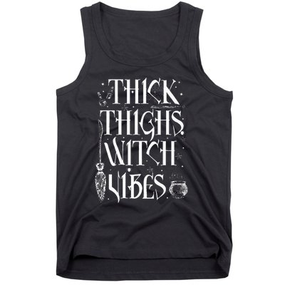 Thick Thighs Witch Vibes Funny Halloween Tank Top