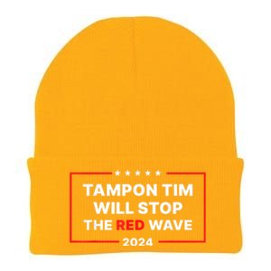 Tampon Tim Will Stop The Red Wave Funny Vote Harris Walz 2024 Knit Cap Winter Beanie