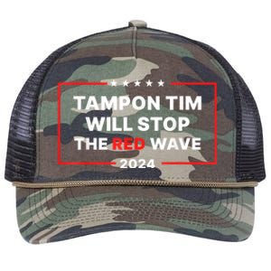 Tampon Tim Will Stop The Red Wave Funny Vote Harris Walz 2024 Retro Rope Trucker Hat Cap