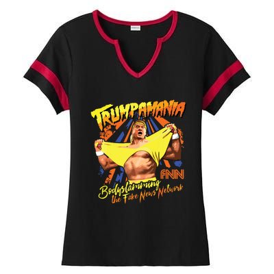 Trumpamania Trump Wrestling Meme Trumpamania Ladies Halftime Notch Neck Tee