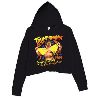 Trumpamania Trump Wrestling Meme Trumpamania Crop Fleece Hoodie