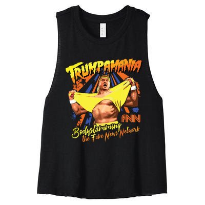 Trumpamania Trump Wrestling Meme Trumpamania Women's Racerback Cropped Tank