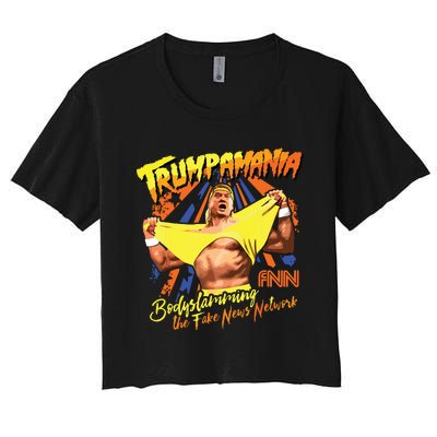 Trumpamania Trump Wrestling Meme Trumpamania Women's Crop Top Tee