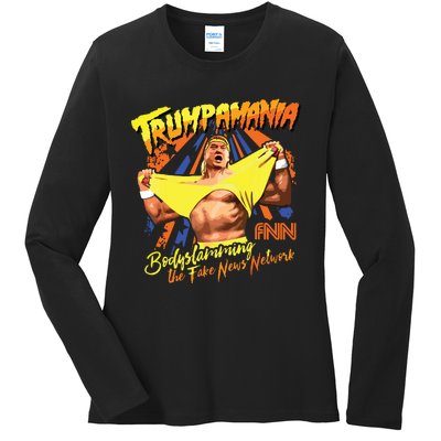 Trumpamania Trump Wrestling Meme Trumpamania Ladies Long Sleeve Shirt