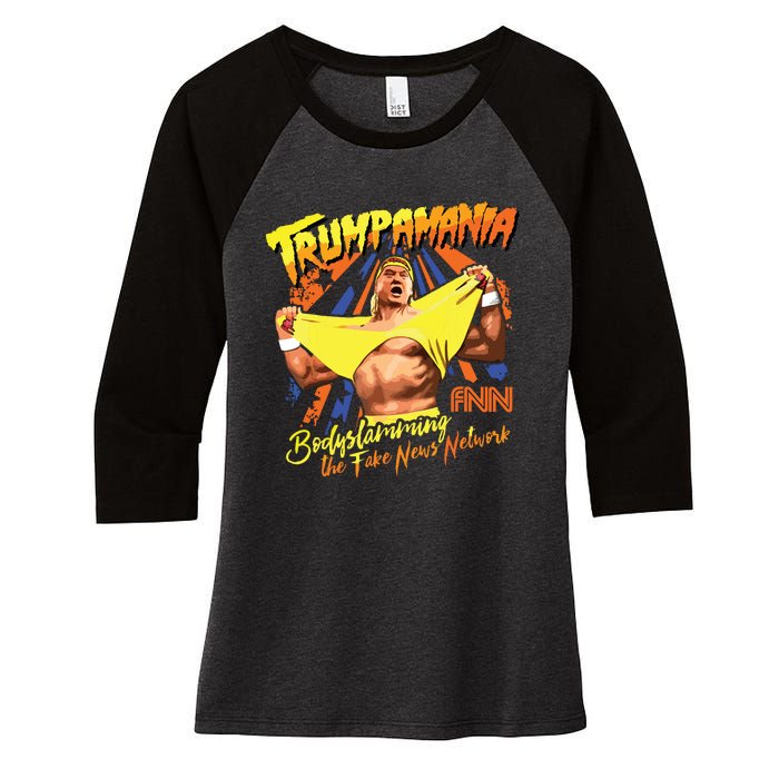 Trumpamania Trump Wrestling Meme Trumpamania Women's Tri-Blend 3/4-Sleeve Raglan Shirt