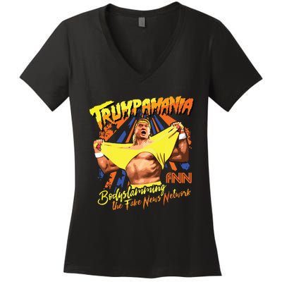 Trumpamania Trump Wrestling Meme Trumpamania Women's V-Neck T-Shirt