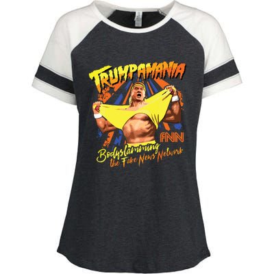 Trumpamania Trump Wrestling Meme Trumpamania Enza Ladies Jersey Colorblock Tee