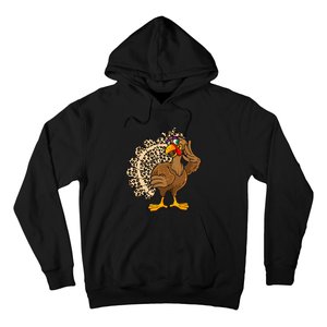 Thanksgiving Turkey Women Girl Leopard Print Autumn Fall Hoodie