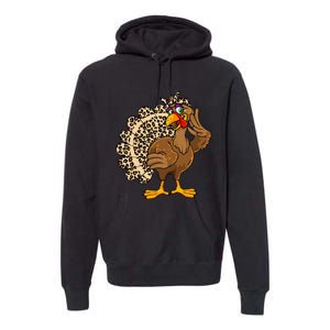 Thanksgiving Turkey Women Girl Leopard Print Autumn Fall Premium Hoodie