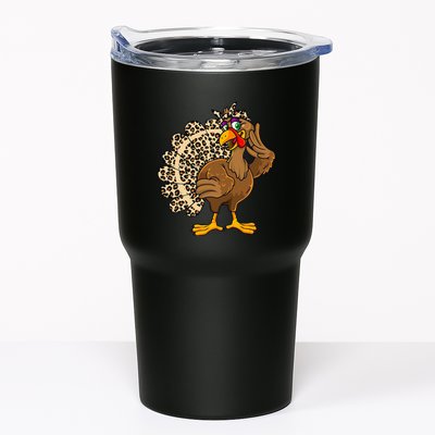 Thanksgiving Turkey Women Girl Leopard Print Autumn Fall Tumbler
