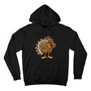 Thanksgiving Turkey Women Girl Leopard Print Autumn Fall Tall Hoodie