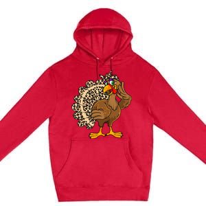 Thanksgiving Turkey Women Girl Leopard Print Autumn Fall Premium Pullover Hoodie