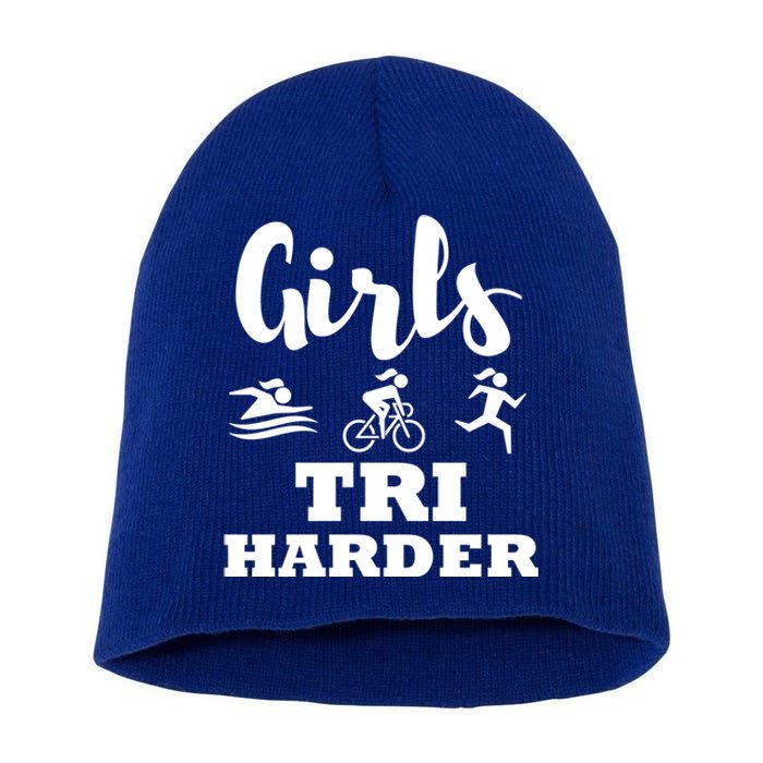 Triathlon Triathlete Wife Mom Funny Gift Short Acrylic Beanie