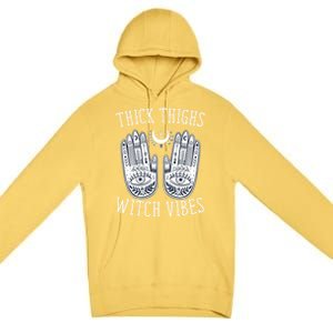 Thick Thighs Witch Vibes Halloween Gift Premium Pullover Hoodie