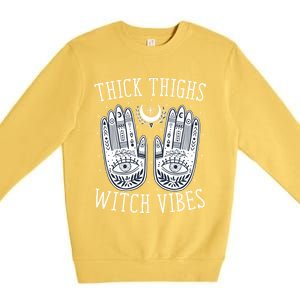 Thick Thighs Witch Vibes Halloween Gift Premium Crewneck Sweatshirt