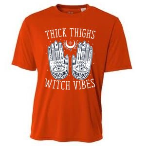 Thick Thighs Witch Vibes Halloween Gift Cooling Performance Crew T-Shirt