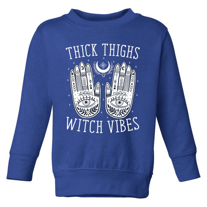 Thick Thighs Witch Vibes Halloween Gift Toddler Sweatshirt