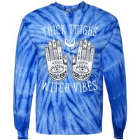 Thick Thighs Witch Vibes Halloween Gift Tie-Dye Long Sleeve Shirt