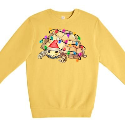 Turtle Tortoise Wearing Santa Hat Christmas Lights Graphic Animal Lover Premium Crewneck Sweatshirt