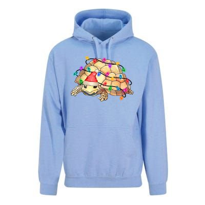 Turtle Tortoise Wearing Santa Hat Christmas Lights Graphic Animal Lover Unisex Surf Hoodie