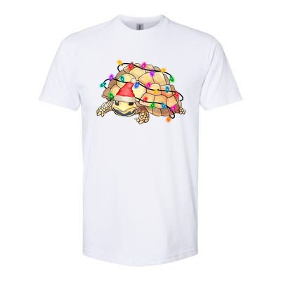 Turtle Tortoise Wearing Santa Hat Christmas Lights Graphic Animal Lover Softstyle CVC T-Shirt